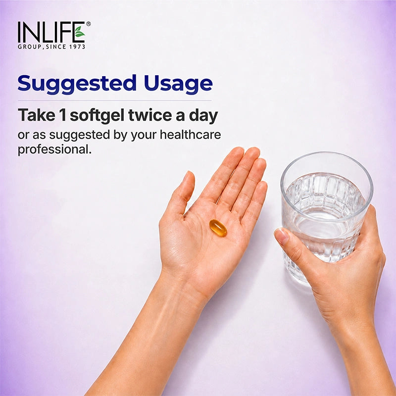 Inlife Flaxseed oil softgels suggested usage .image