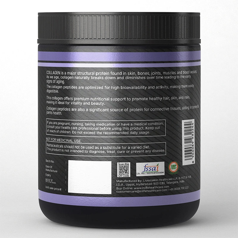 Inlife Hydrolyzed collagen unflavored right bottle .image