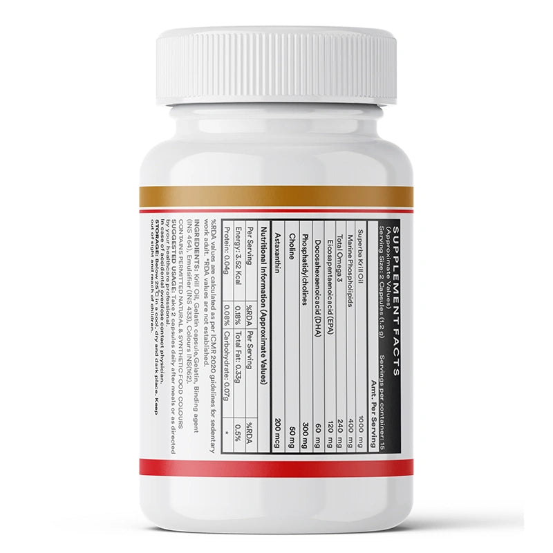 Inlife Krill Oil Capsules Left Bottle. Image 
