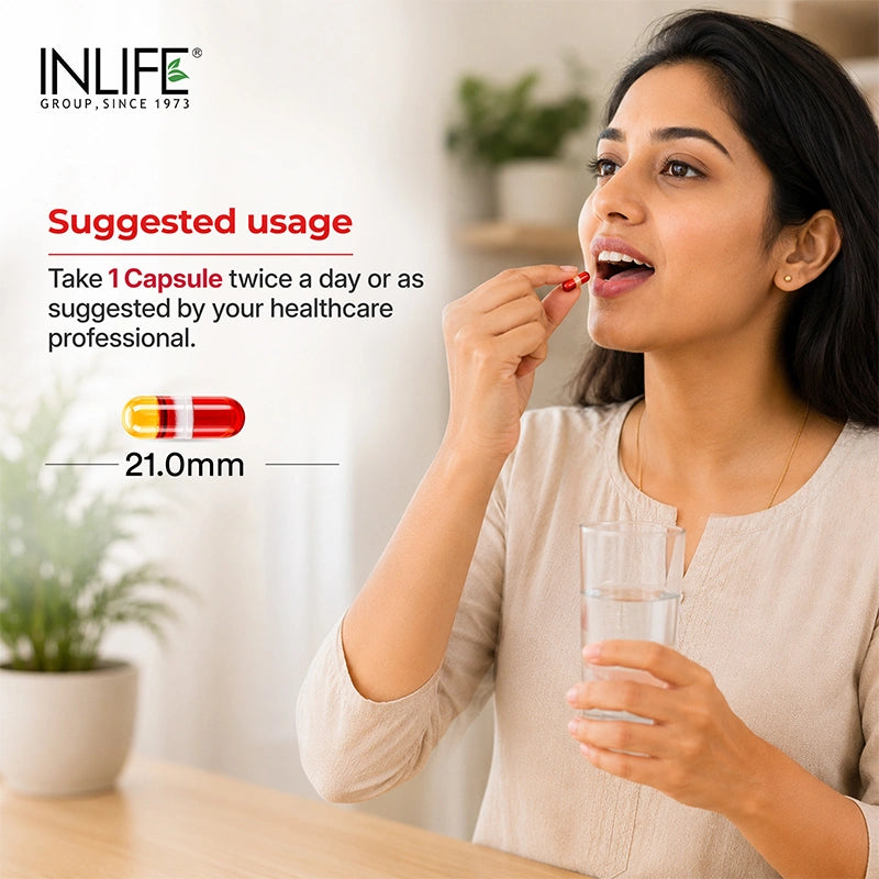 Inlife Krill Oil Capsules Suggested usage. Image  
