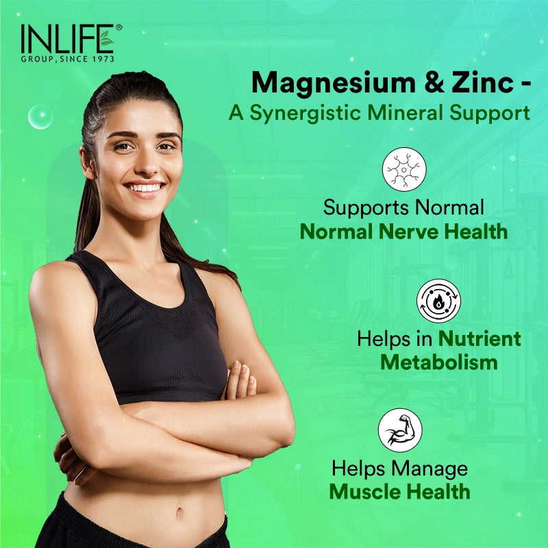 Inlife magnesium glycinate with zinc capsules key benefits image