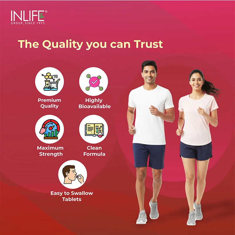 Inlife Vitamin B12 Supplement with ALA, Folic Acid, Inositol, Tablets (RDA Compliant)