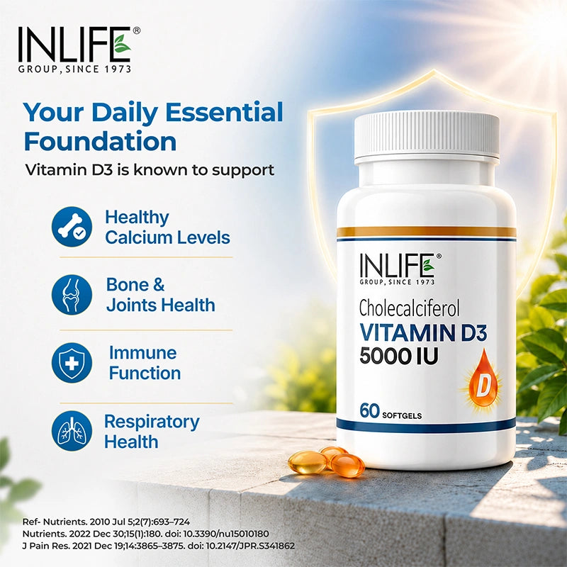 Vitamin D3 is known support Healthy Calcium Levels, Bone & Joints Health, Immune Function, Respiratory Health 