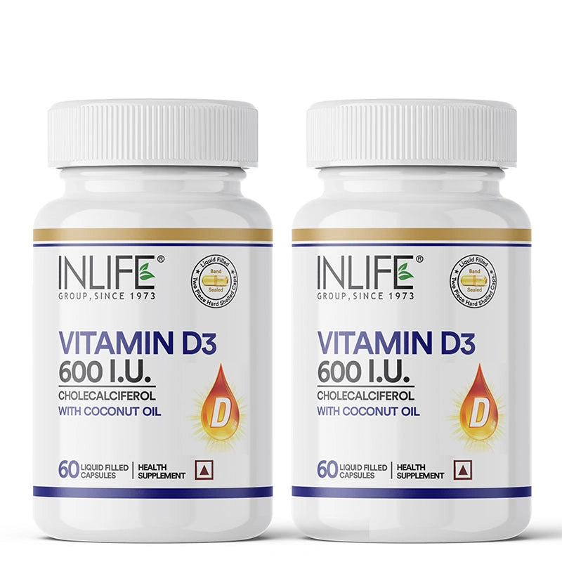 Inlife VitaminD3 600 I.U. Capsules 2Pack.Image