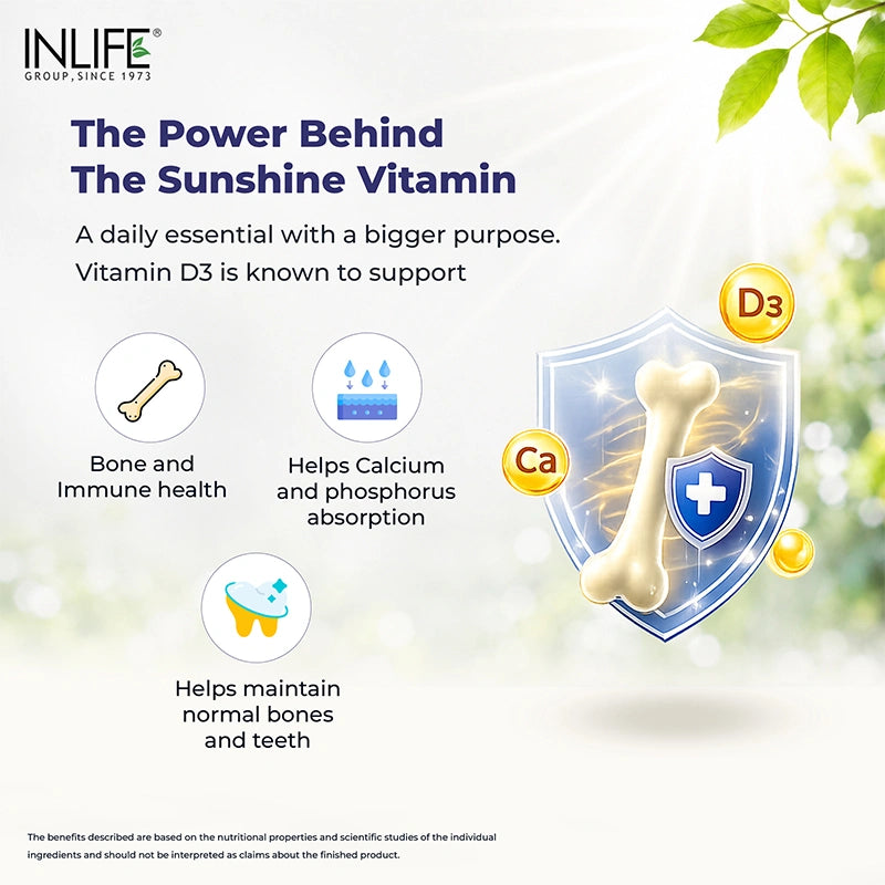 Inlife VitaminD3 600 I.U. Capsules Benefits .Image