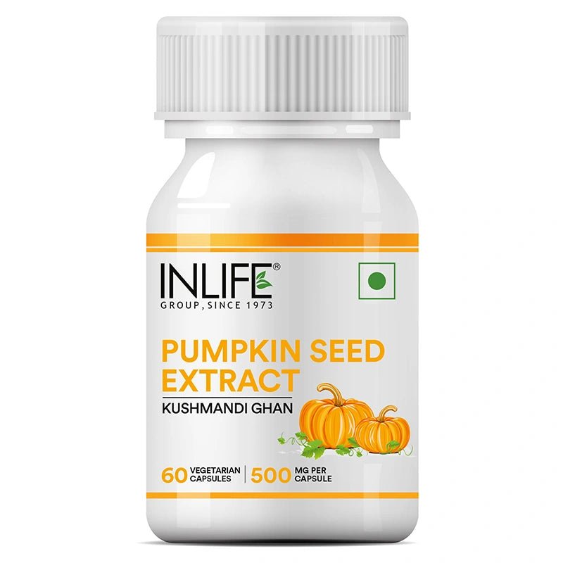 Inlife pumpkin seed extract capsules front bottle. Image 