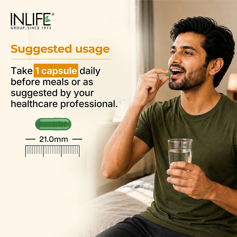 Inlife pumpkin seed extract capsules suggested usage. Image