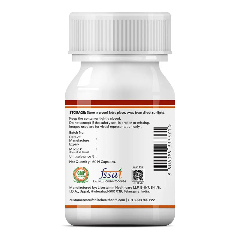 Inlife Berberine Supplement with HCl 500mg, Milk Thistle, Turmeric | Veg. Capsules