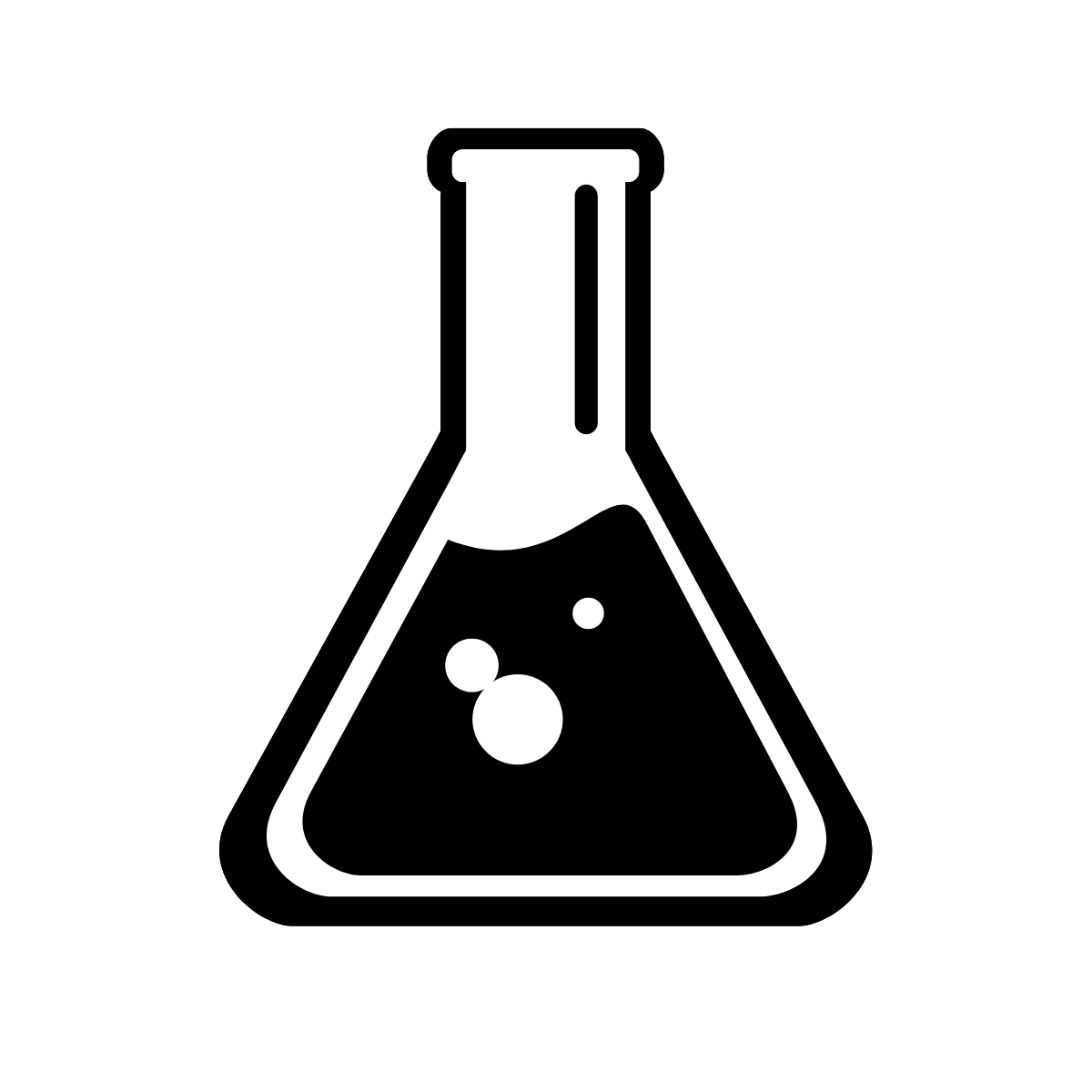An icon of a laboratory flask or beaker, representing the scientific testing, clean formulation, and the guarantee that the product is free from gluten, soy, GMOs, and contaminants.