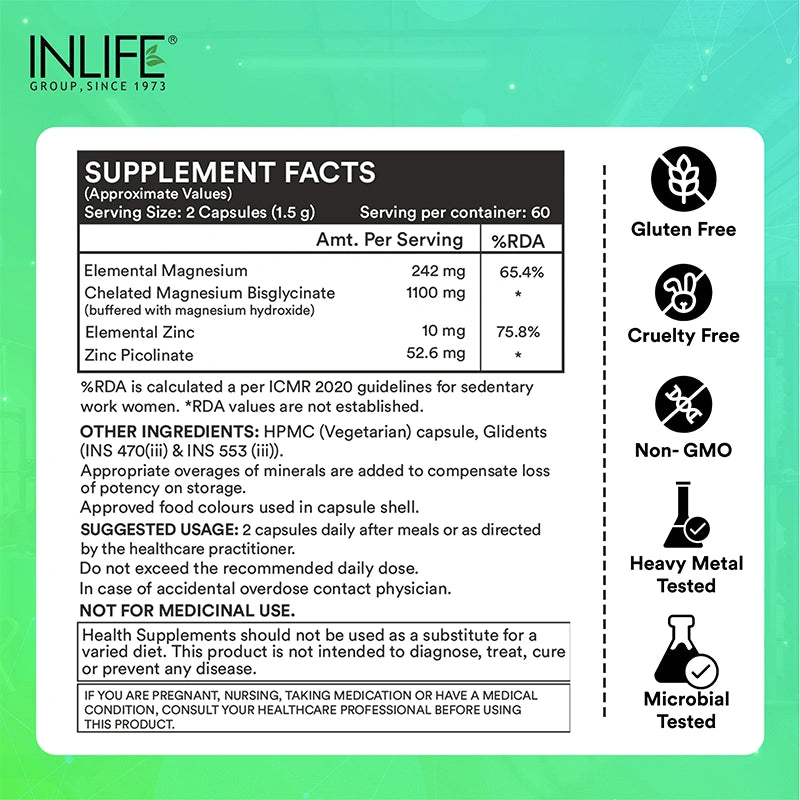 Inlife Magnesium Glycinate with Zinc + Fish oil Double Strength Combo Pack