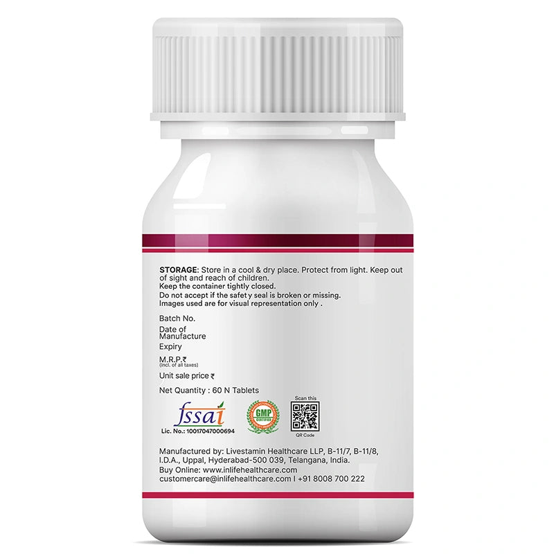 Inlife Chelated Iron 29 mg + Vitamin C, Vegetarian Tablets