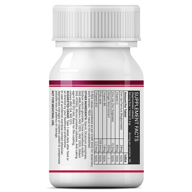 Inlife Chelated Iron 29 mg + Vitamin C, Vegetarian Tablets