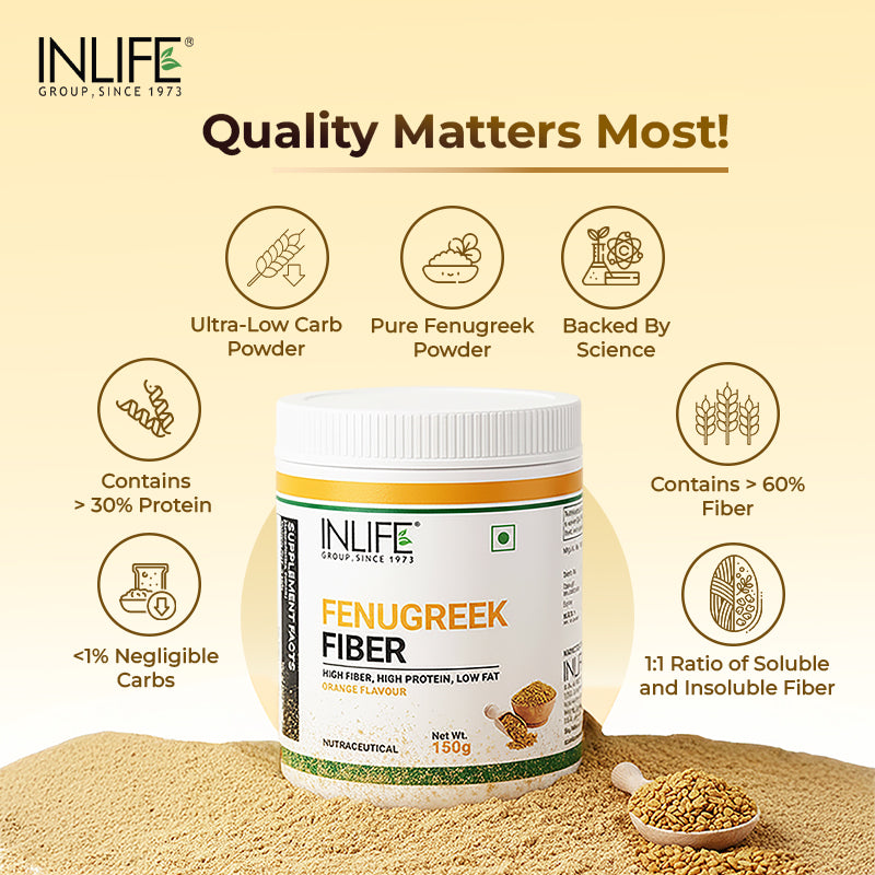 Inlife Fenugreek Fiber Powder | Refreshing Orange Flavor-150g&nbsp;