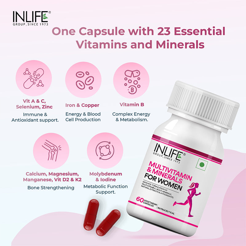 Inlife Multivitamin & Minerals Supplement for Women| Veg. Capsules