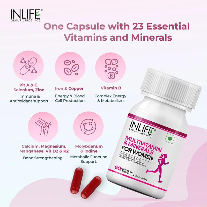 Inlife Multivitamin & Minerals Supplement for Women| Veg. Capsules