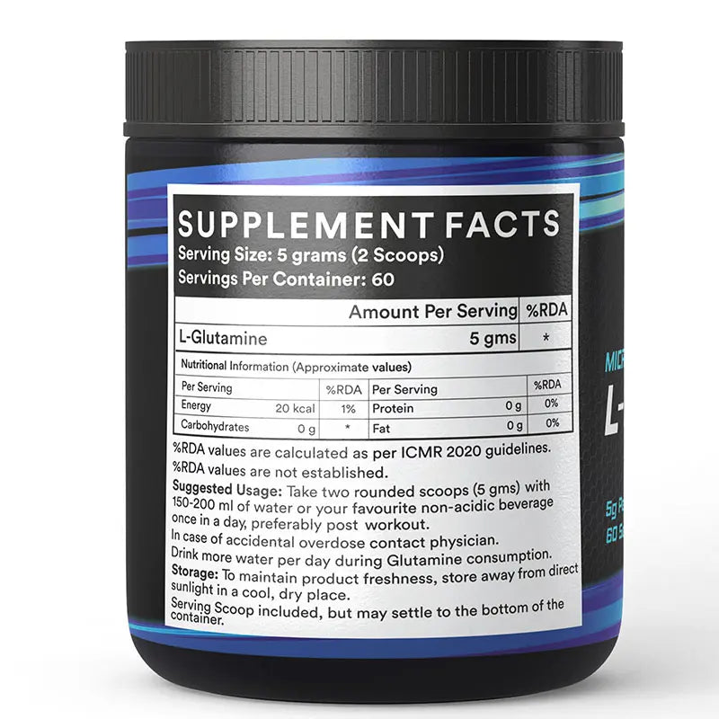 Inlife Micronized L-Glutamine Powder Supplement | 300 grams