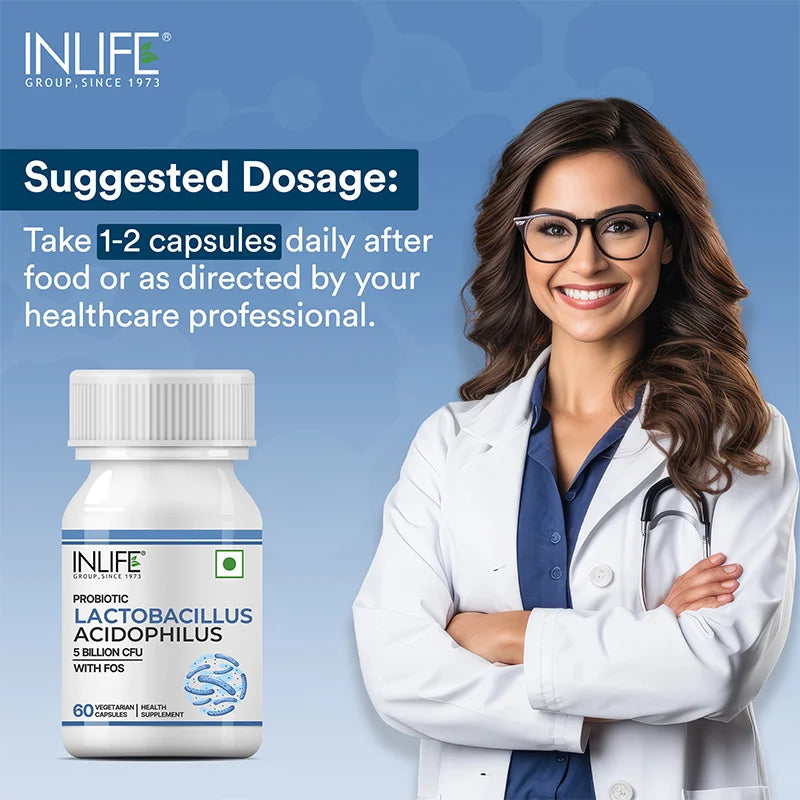 Inlife Lactobacillus Acidophilus Supplement, Veg. Capsules