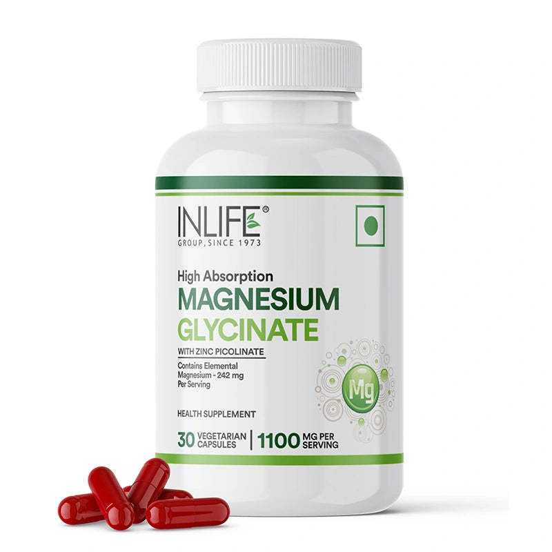 Inlife Magnesium Glycinate with Zinc Supplement, Veg. Capsules