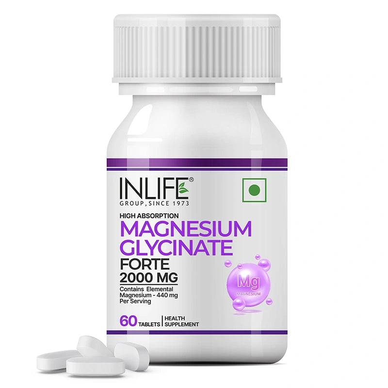 Inlife Magnesium Glycinate Forte 440 mg (Elemental Mg.) Tablets.