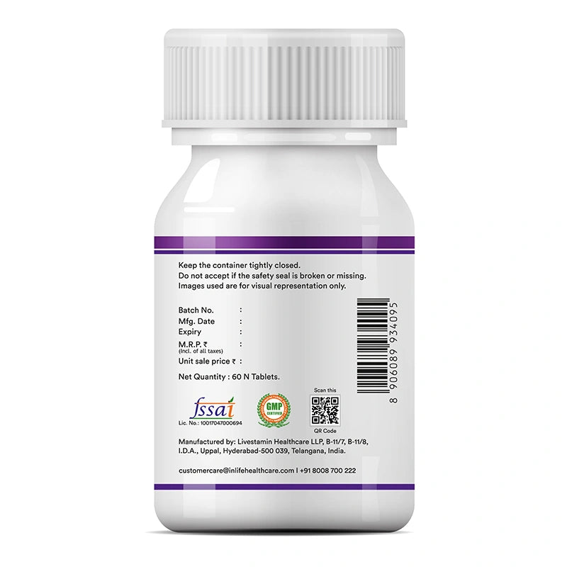 Inlife Chelated Magnesium Glycinate Forte, Veg. Tablet