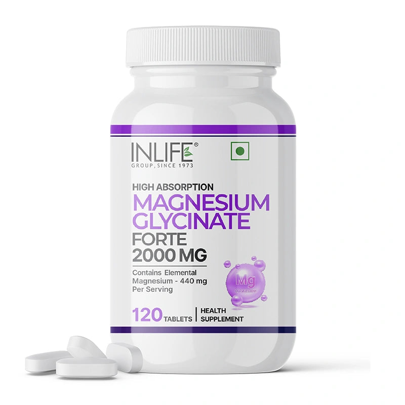 Inlife Magnesium Glycinate Forte 440 mg (Elemental Mg.) Tablets.