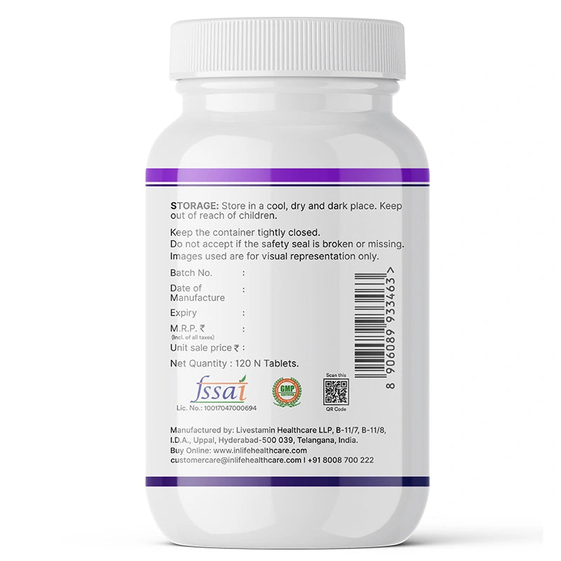 Inlife Magnesium Glycinate Forte 440 mg (Elemental Mg.) Tablets.