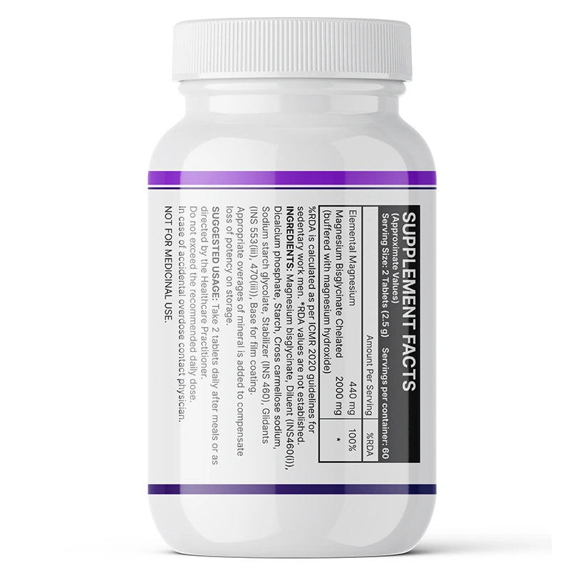 Inlife Magnesium Glycinate Forte 440 mg (Elemental Mg.) Tablets.