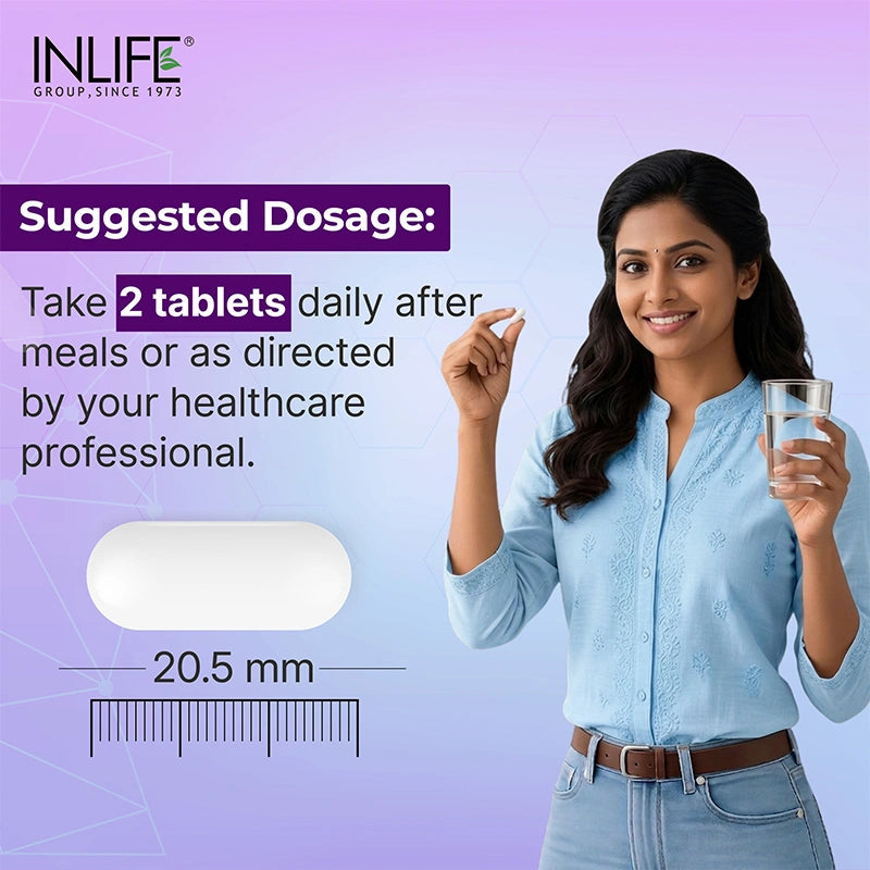 Inlife Magnesium Glycinate Forte 440 mg (Elemental Mg.) Tablets.