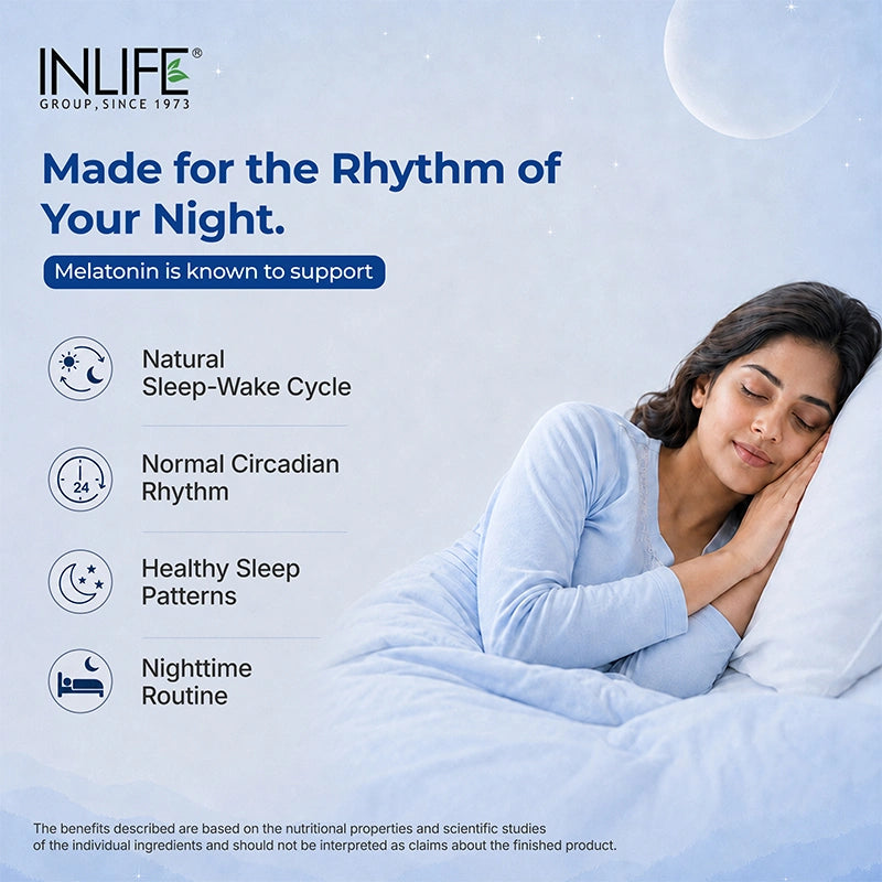 Inlife Melatonin (10mg) with Tagar (250mg), Veg. Tablets