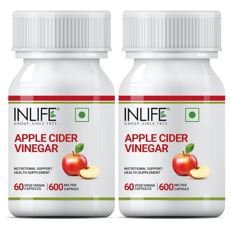 INLIFE Apple Cider Vinegar Supplement, 600mg - 60 Vegetarian Capsules
