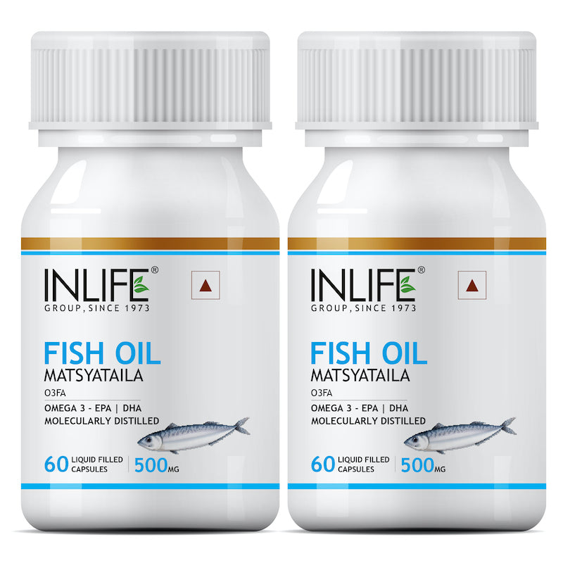 INLIFE Fish Oil Omega 3 Fatty Acids Supplement, 500mg (60 Capsules)