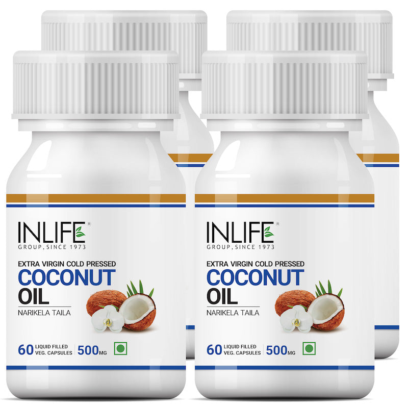 INLIFE  Coconut Oil Supplement, 500mg - 60 Veg. Capsules