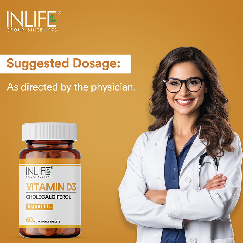 Inlife Vitamin D3 10000 IU Cholecalciferol Supplement|60 Chewable Tablets