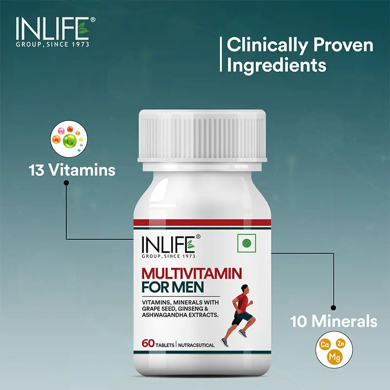 Inlife Multivitamin and Mineral for Men - 60 Tablets | Vegetarian Supplement