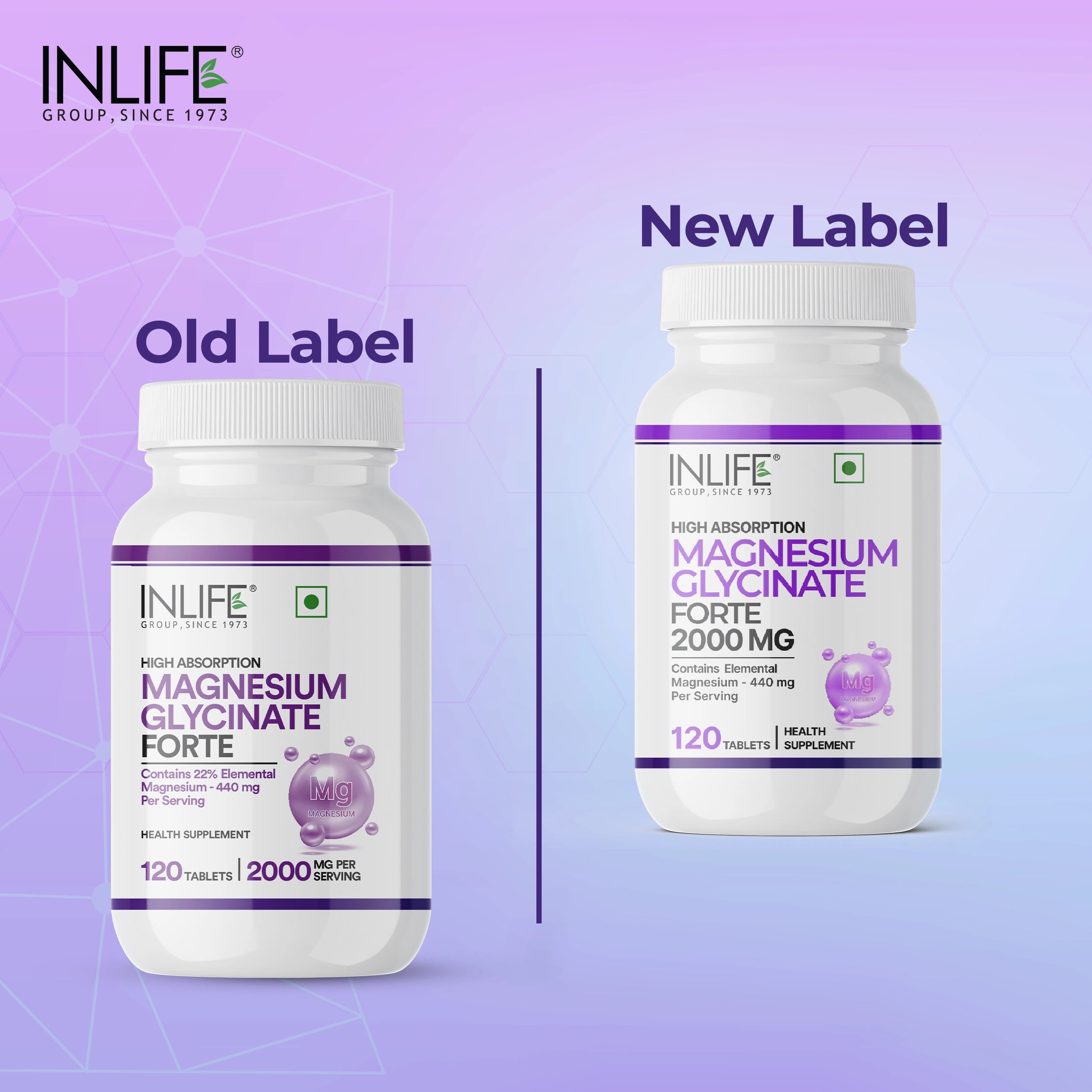 Inlife Magnesium Glycinate Forte 440 mg (Elemental Mg.) Tablets.