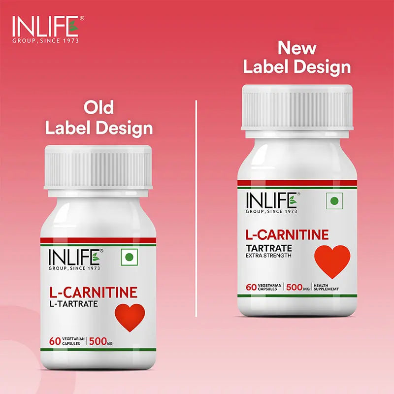 Inlife L-Carnitine L-Tartrate (500mg) Supplement, 60 Veg. Capsules