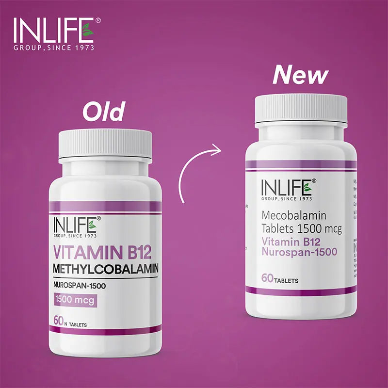 Inlife Vitamin B12 Supplement Methylcobalamin 1500mcg | 60 Tablets