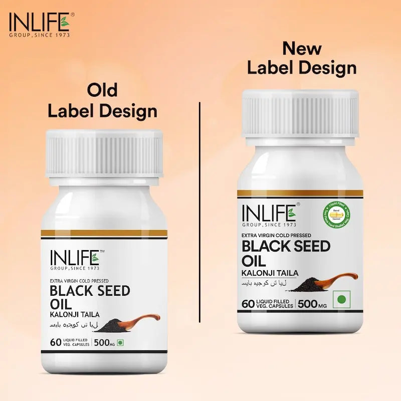 Inlife Black Seed Oil Supplement | Kalonji Oil Capsules | 500mg | 60 Veg. Capsules