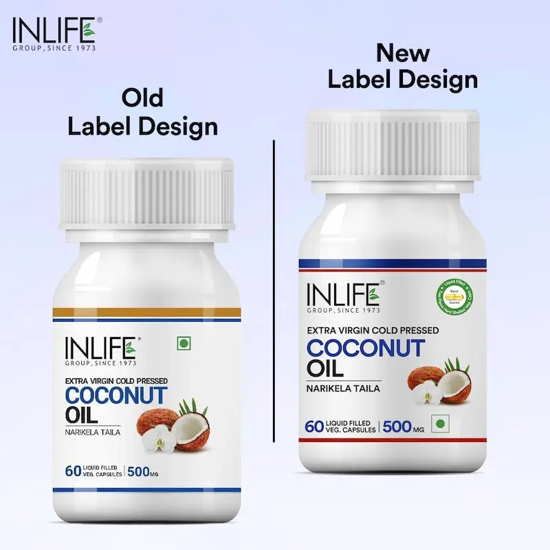 Inlife Coconut Oil Supplement | 500mg | 60 Veg. Capsules