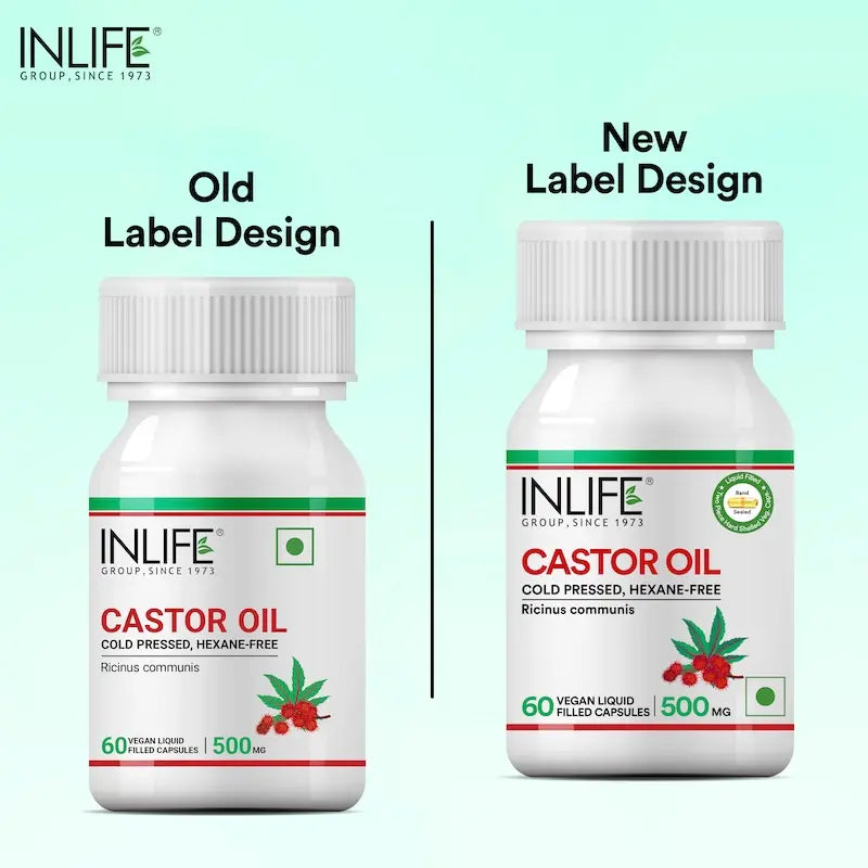 Inlife Castor Oil Supplement | 500mg | 60 Veg. Capsules