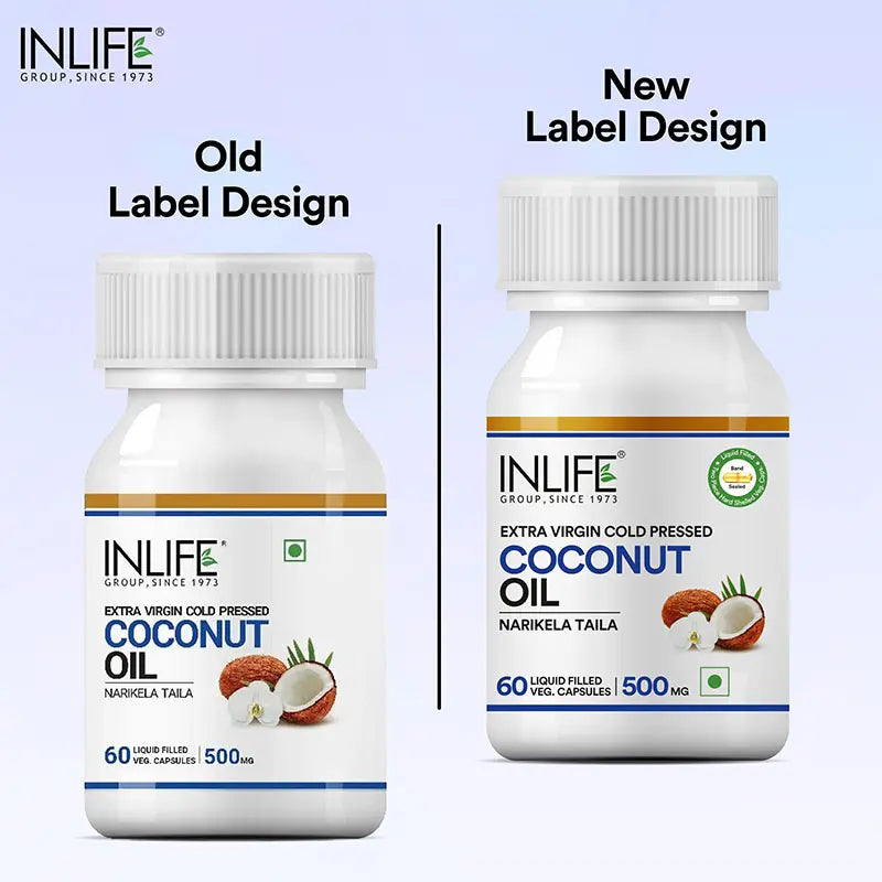 Inlife Coconut Oil Supplement | 500mg | 60 Veg. Capsules