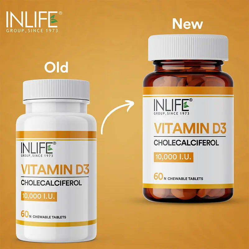 Inlife Vitamin D3 10000 IU Cholecalciferol Supplement|60 Chewable Tablets