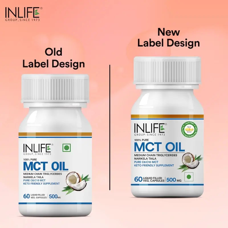 Inlife MCT Oil C8 C10 Supplement | 500mg | 60 Veg. Capsules