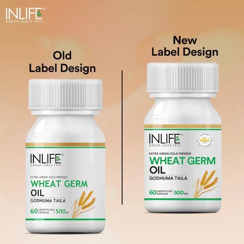 INLIFE Wheat Germ Oil Supplement, 500mg (60 Capsules), Natural Vitamin E