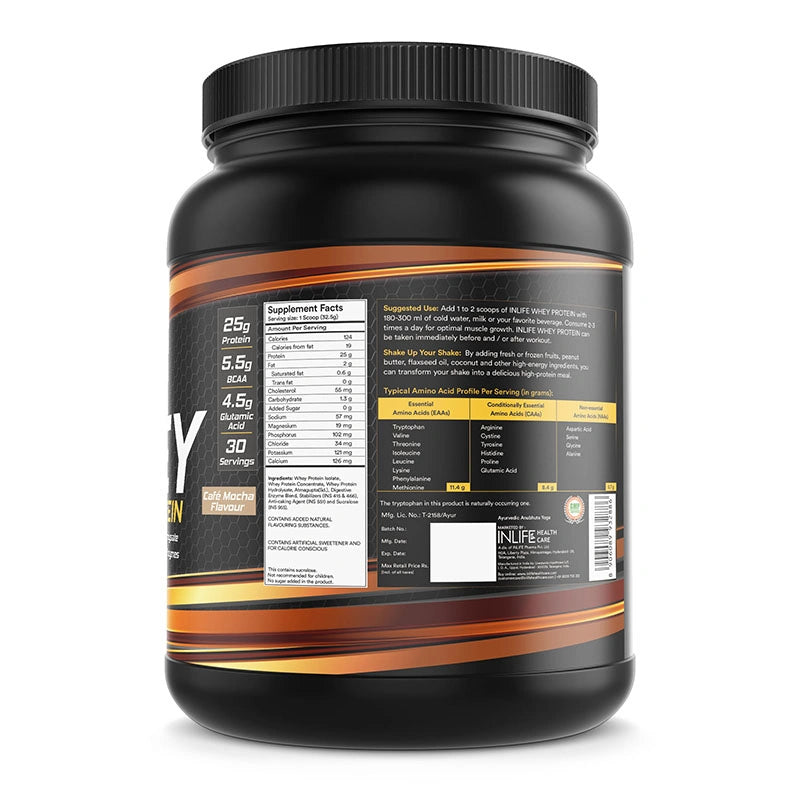 Inlife Whey Protein Powder | 400 gm | (Cafe Mocha) with Creatinine Monohydrate | 100 gm | Combo Pack