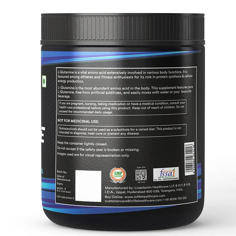 Inlife Micronized L-Glutamine Powder Supplement | 300 grams