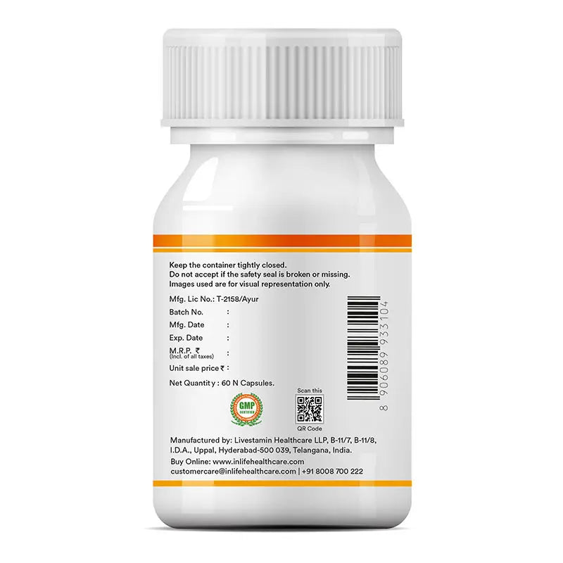 Inlife Bioavailable Curcumin Supplement | 600mg | 60 Veg. Capsules