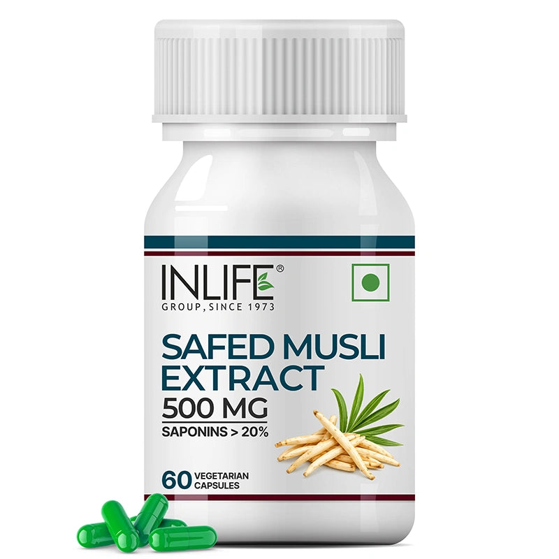 Inlife Safed Musli Extract Supplement, 500mg, Veg. Capsules