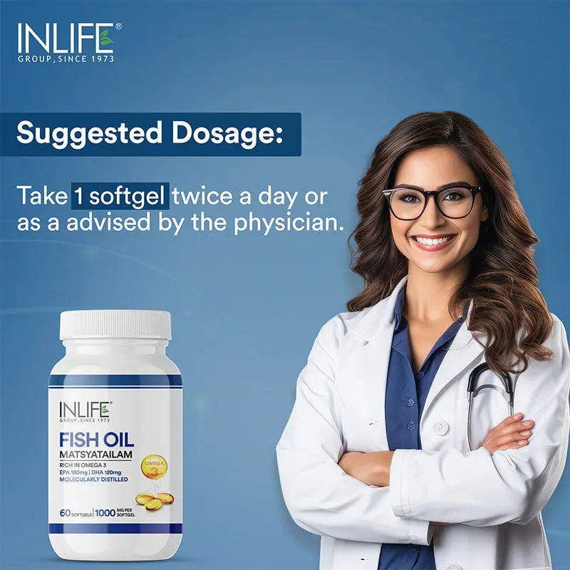 Inlife Fish Oil Capsules Omega 3 Supplement | 1000mg | 60 Softgels