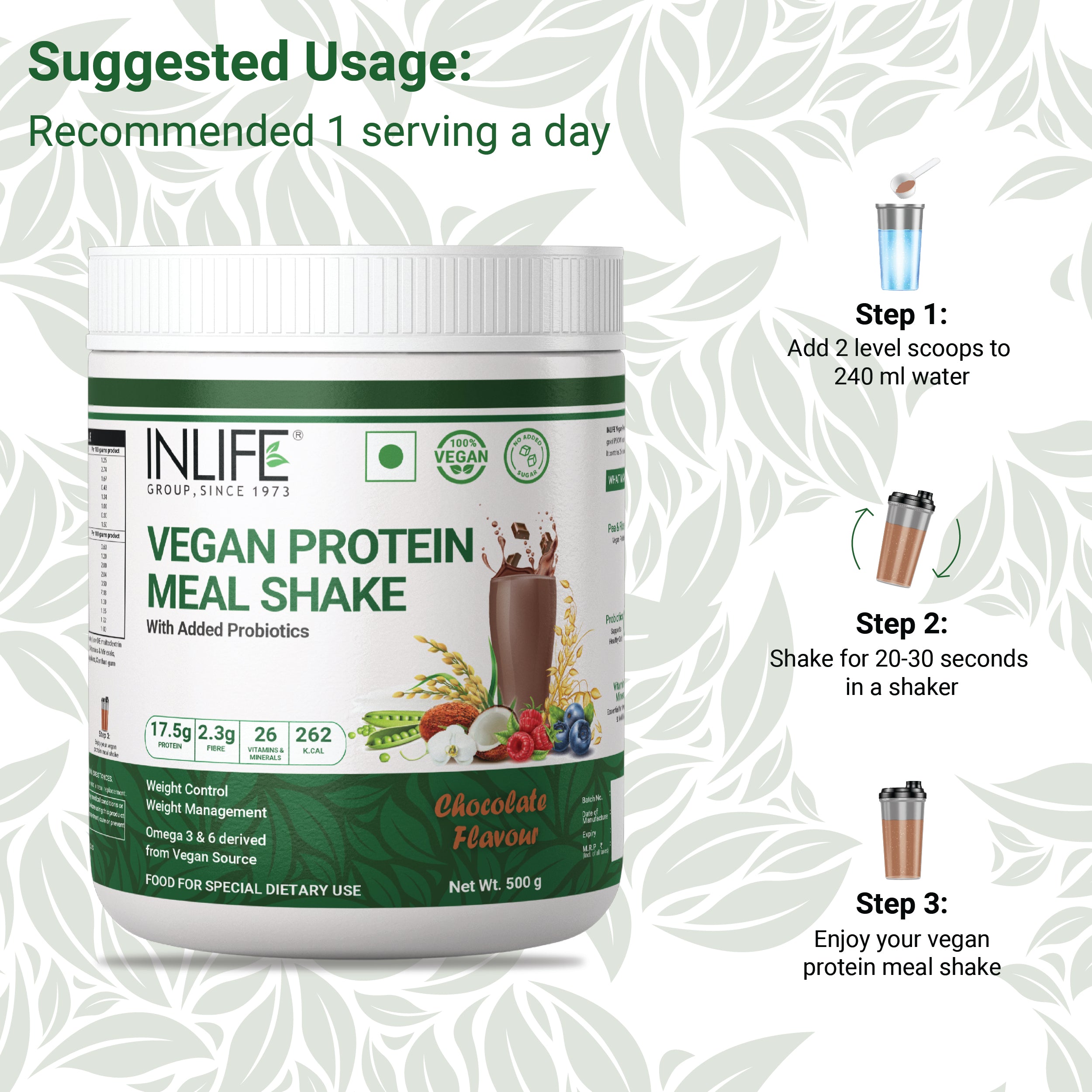 Inlife Plant Based Meal Replacement Shake with Added Probiotics | 500 gms